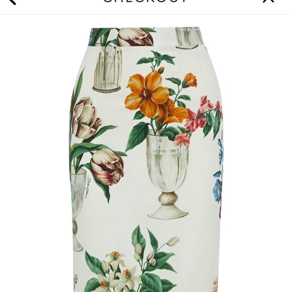 Dolce & Gabbana Printed Silk-Blend Pencil Skirt - Size medium but altered to sma - Picture 1 of 4